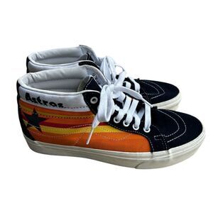 Vans x Astros Men's High-Top Sneakers Orange Size 8 Casual Lace-Up